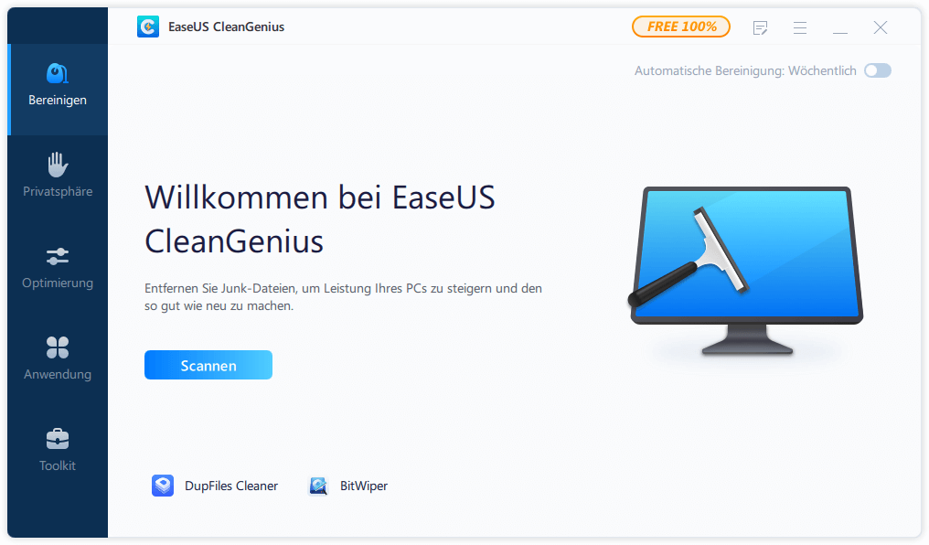System mit EaseUS CleanGenius optimieren - Schritt 1.