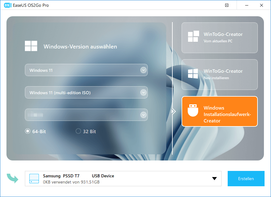 EaseUS Win11 Builder starten